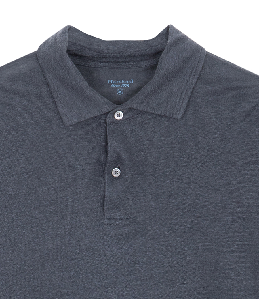 LINEN POLO SS