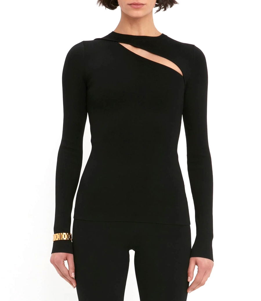 VB BODY FRONT SLASH CREW NECK TOP