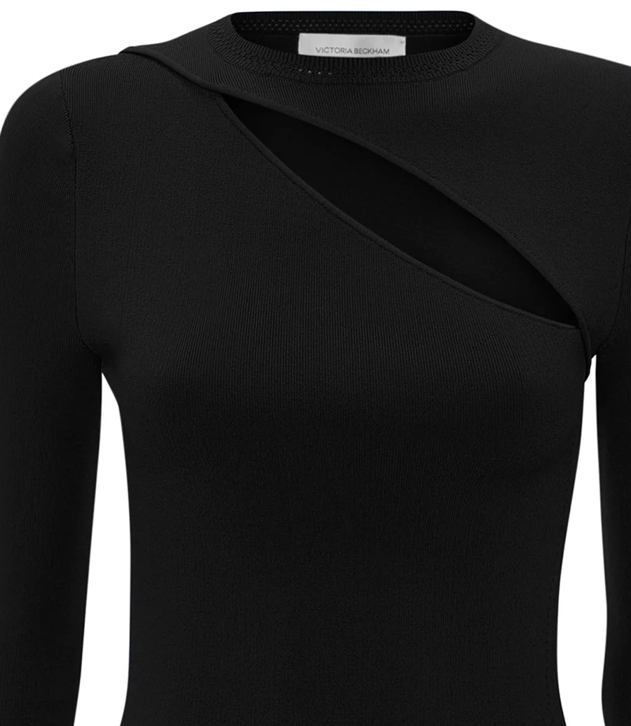 VB BODY FRONT SLASH CREW NECK TOP