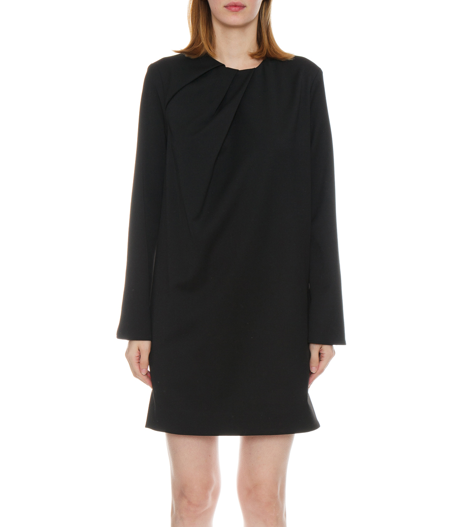 DRAPED NECKLINE RECYCLED POLYESTER DRESS