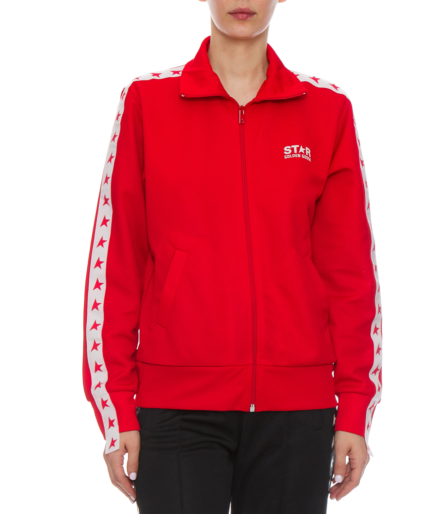 RED DENISE STAR COLLECTION ZIPPED SWEATSHIRT