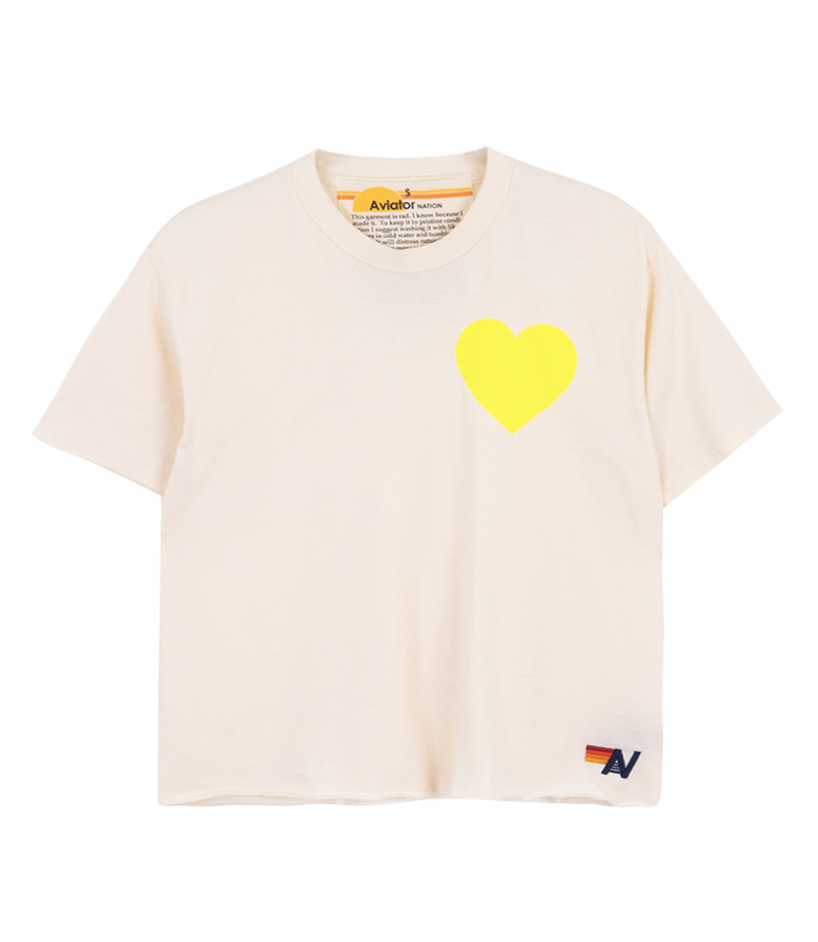 AVIATOR NATION - WOMENS HEART PRINT BOYFRIEND TEE