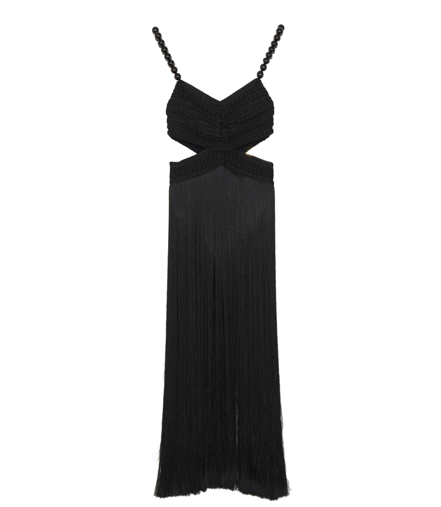 PATBO - FRINGE BEACH DRESS WITH BEADED STRAPS