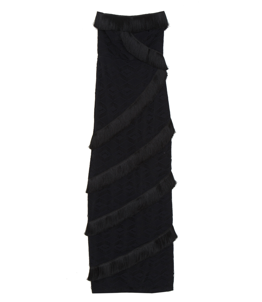 PATBO - CROCHET STRAPLESS FRINGE TRIM MAXI