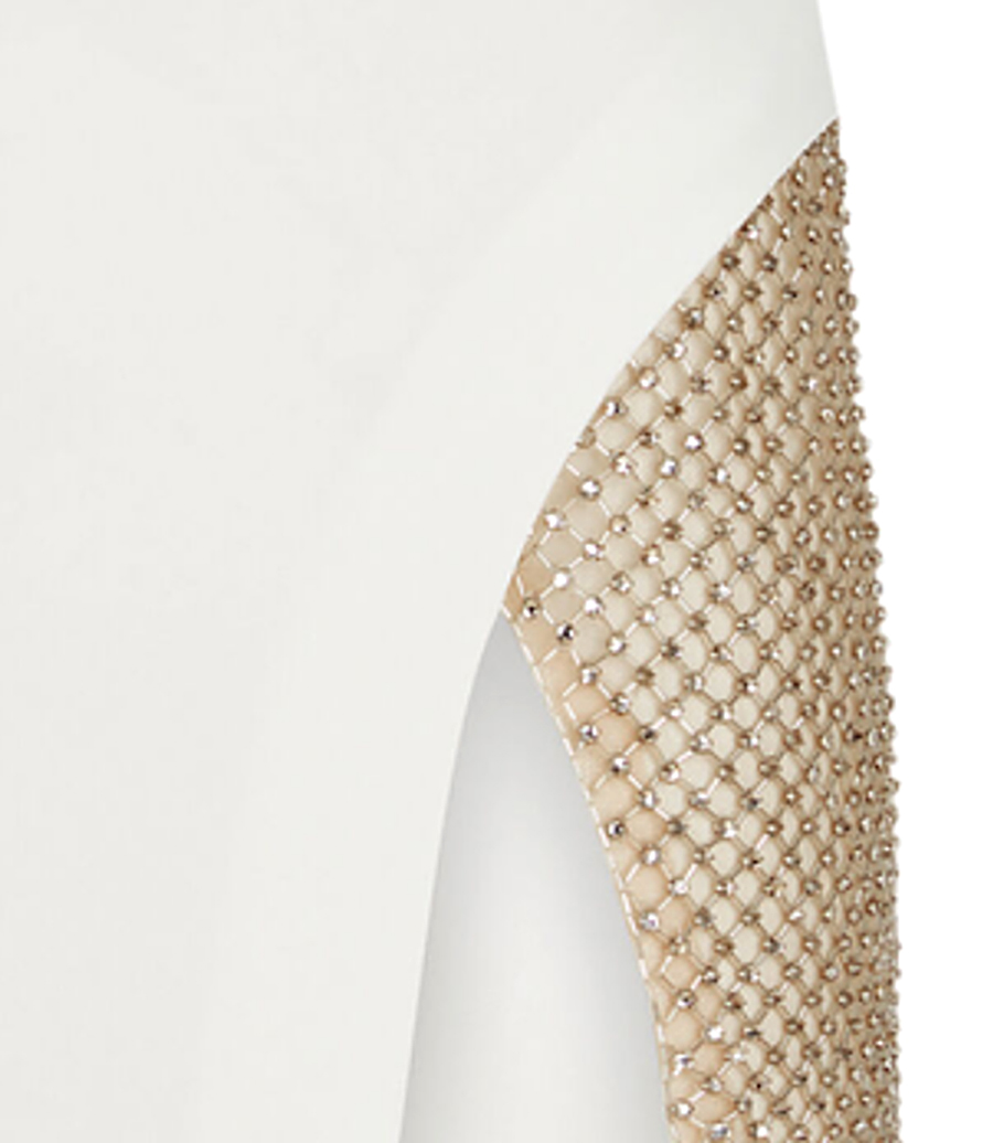 EMBROIDERED MESH DETAIL MINI DRESS