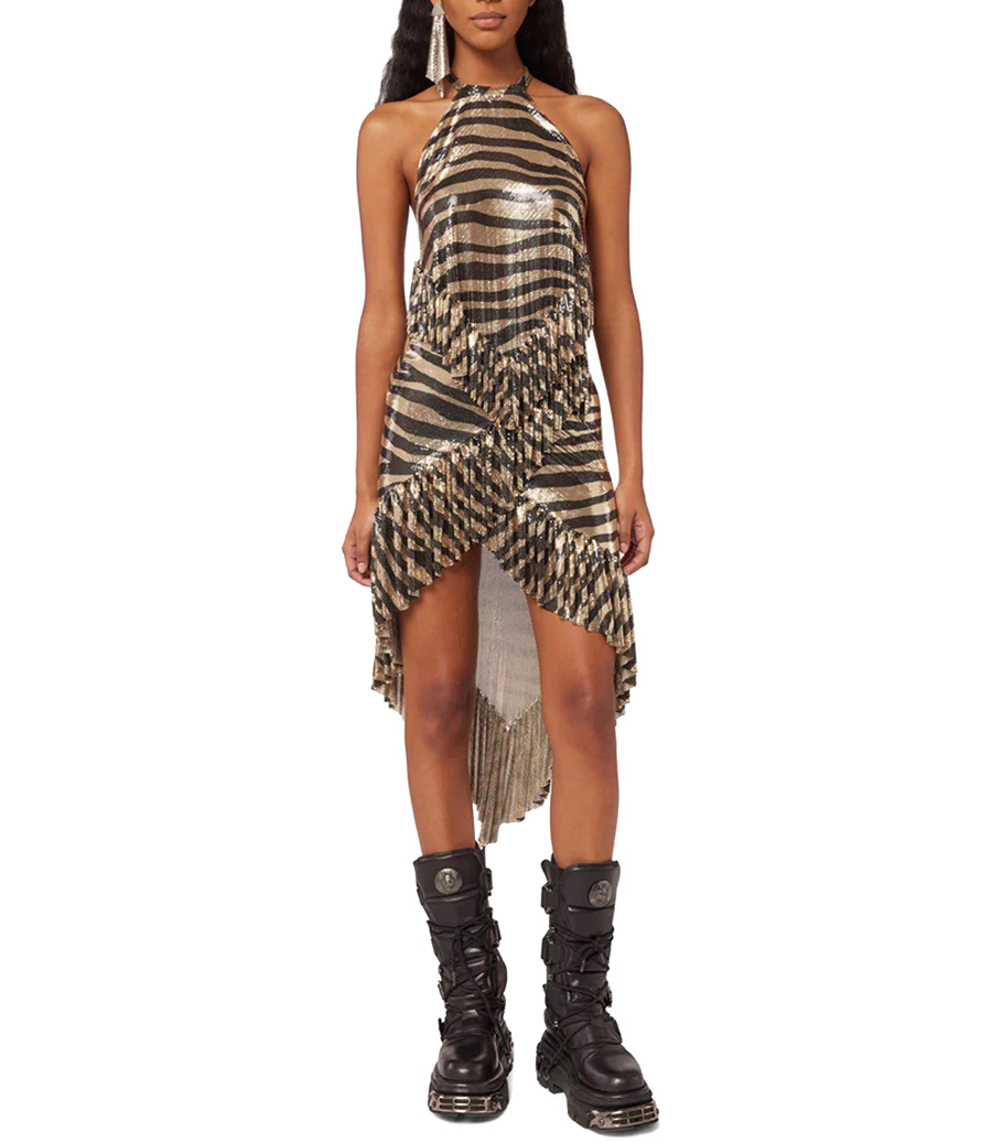 LONG MESH SKIRT WITH TIGER PRINT