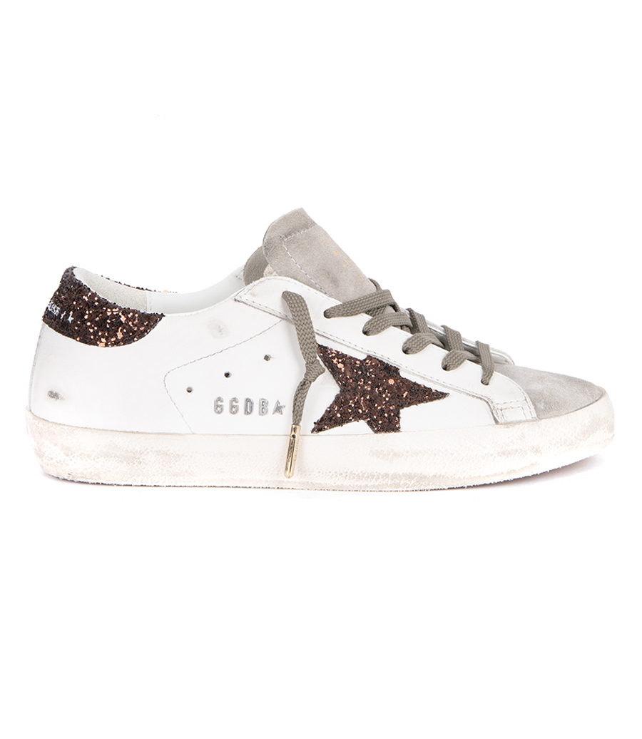 GOLDEN GOOSE  - BROWN GLITTER STAR SUPER-STAR