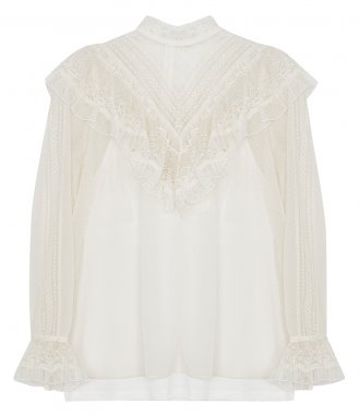 SALES - GLASSY FRILLED LACE BLOUSE