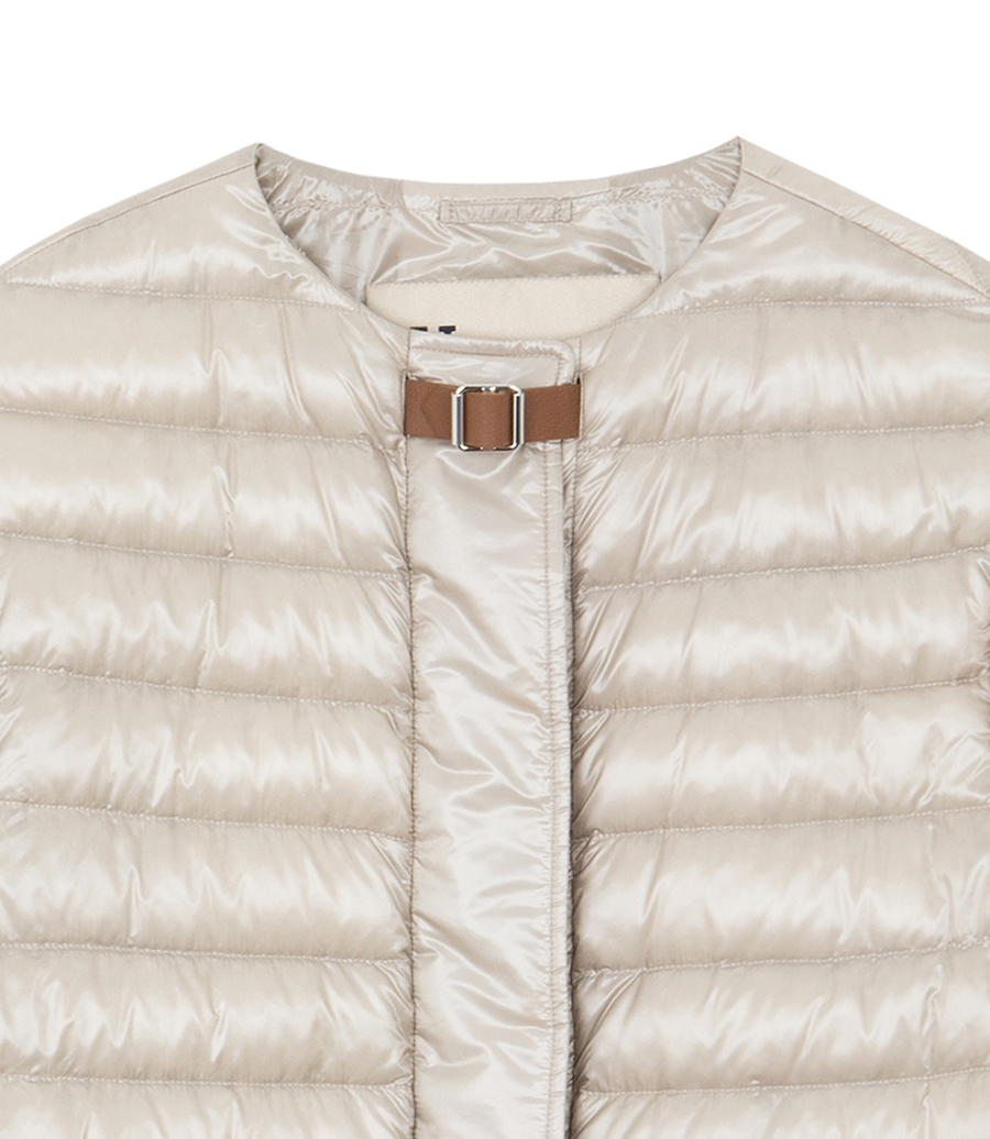 DOWN JACKET WITH LEATHER DETAIL