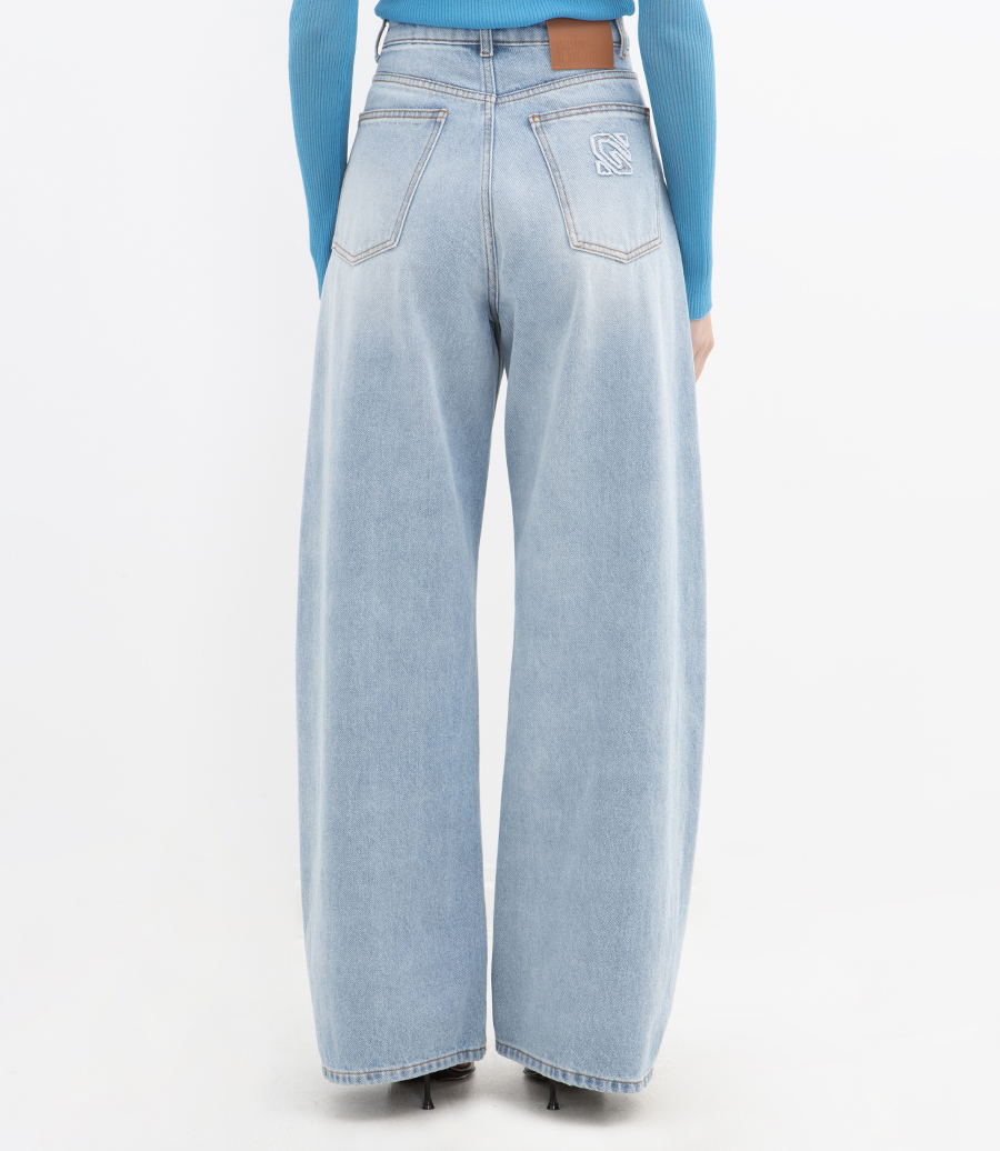 WIDE LEG DENIM TROUSERS