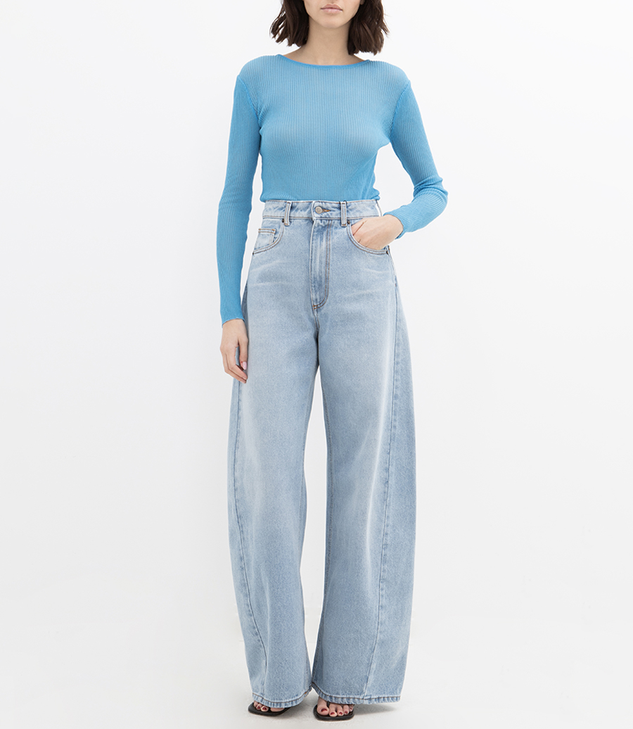 WIDE LEG DENIM TROUSERS