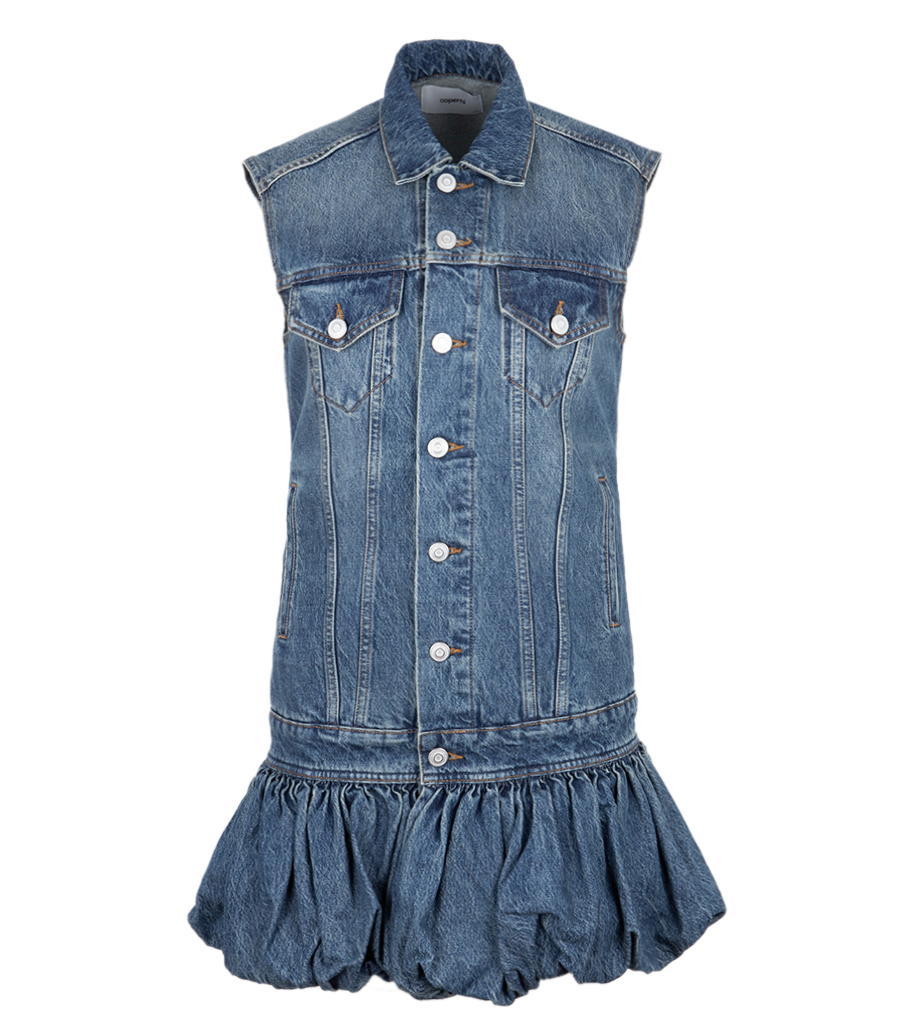 COPERNI - GATHERED HEM SLEEVELESS DENIM DRESS