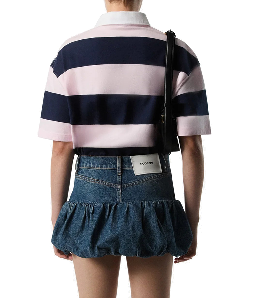 STRIPED LONG SLEEVE POLO BODYSUIT
