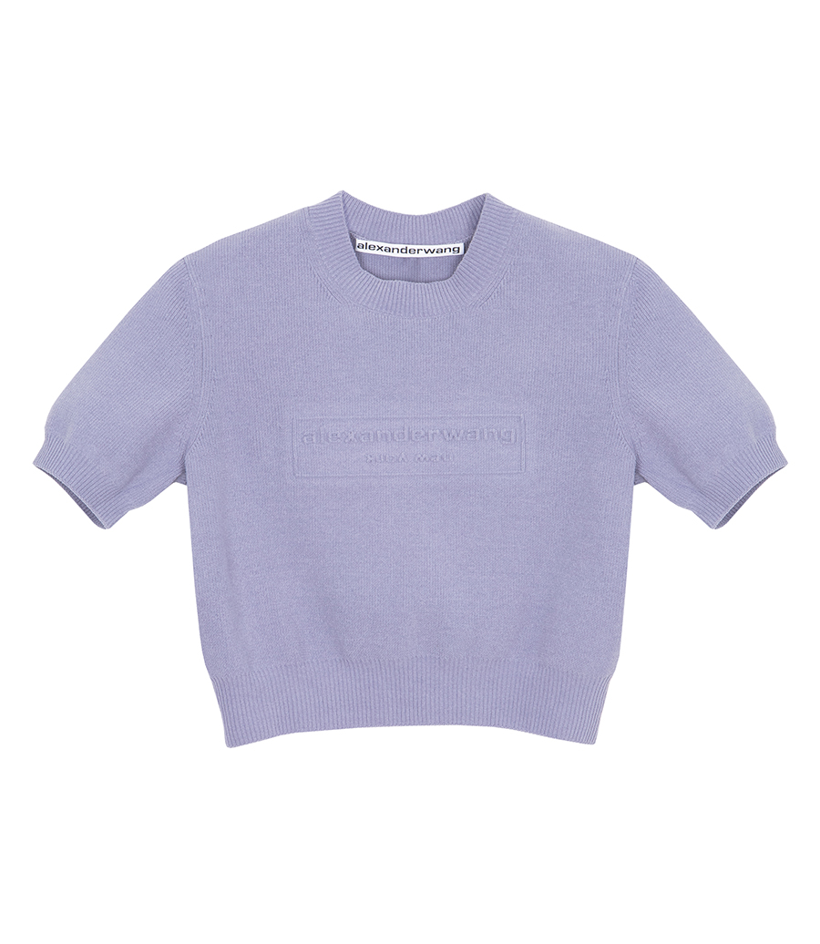ALEXANDER WANG - EMBOSSED LOGO RIBBED CHENILLE SWEATER