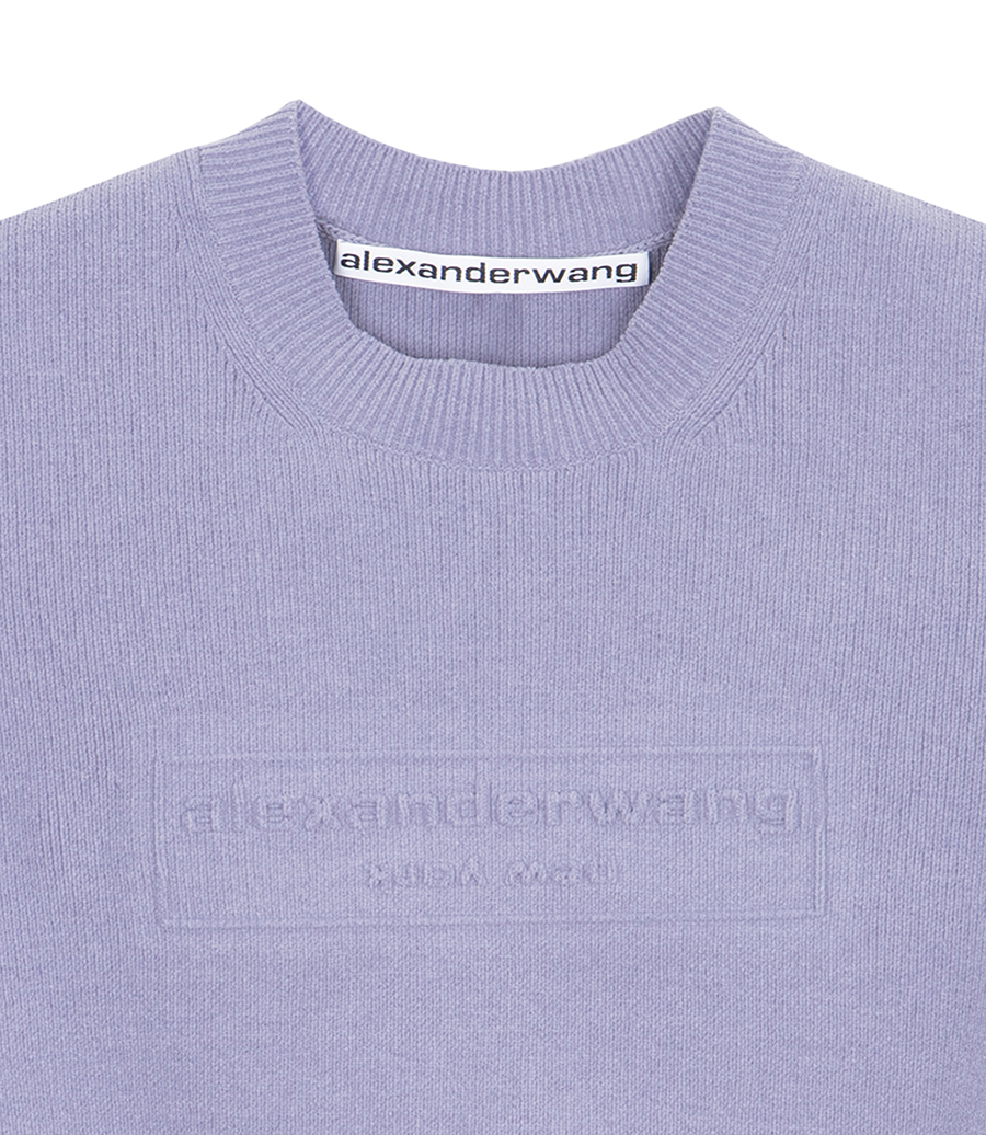 EMBOSSED LOGO RIBBED CHENILLE SWEATER