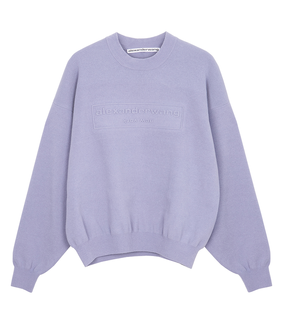 ALEXANDER WANG - EMBOSSED LOGO RIBBED PULLOVER