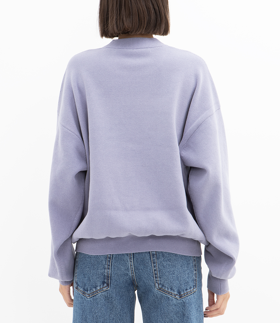 EMBOSSED LOGO RIBBED PULLOVER