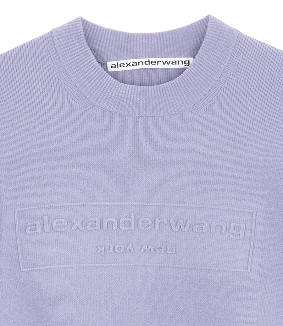 EMBOSSED LOGO RIBBED PULLOVER