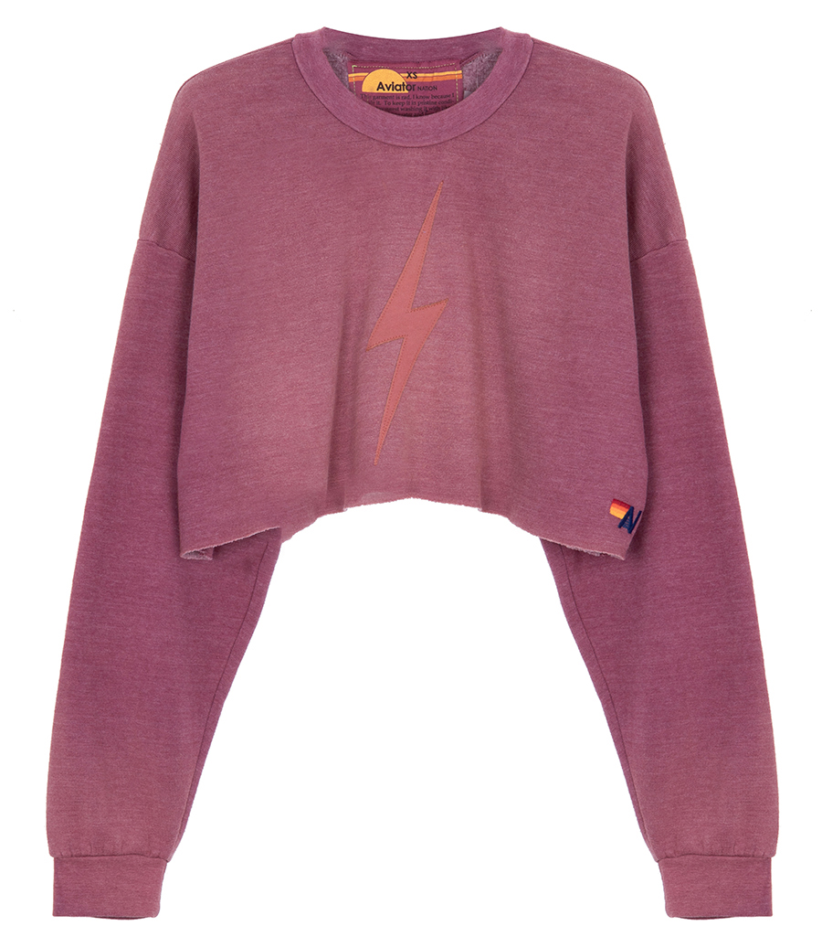 AVIATOR NATION - BOLT STITCH CROPPED CREW SWEATSHIRT