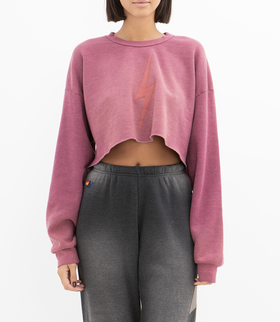 BOLT STITCH CROPPED CREW SWEATSHIRT