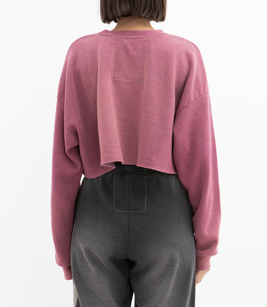 BOLT STITCH CROPPED CREW SWEATSHIRT