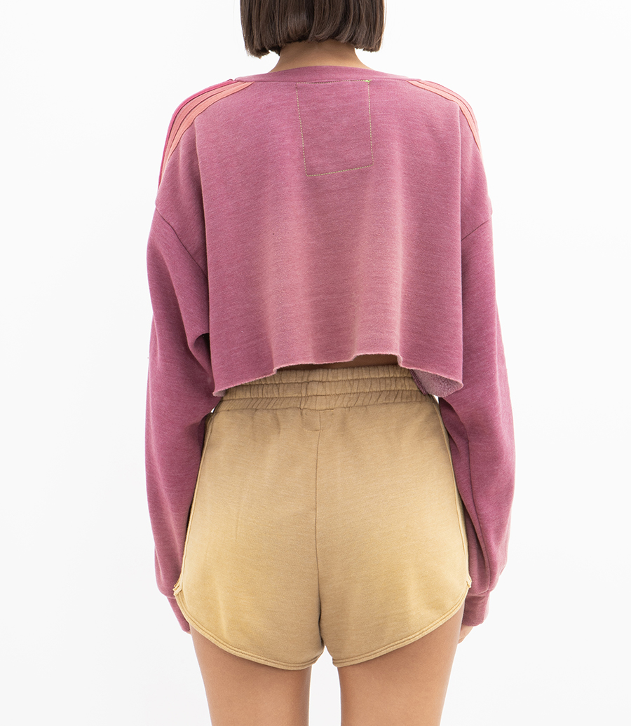 CLASSIC STRIPE CROPPED CREW SWEATSHIRT