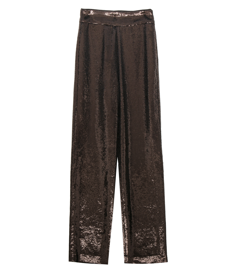 GOLDEN GOOSE  - GRAY PANTS WITH ALL-OVER SEQUINS