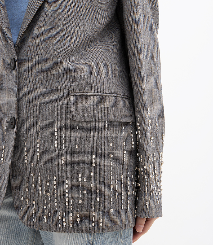 CRYSTAL EMBROIDERED PRINCE OF WALES JACKET