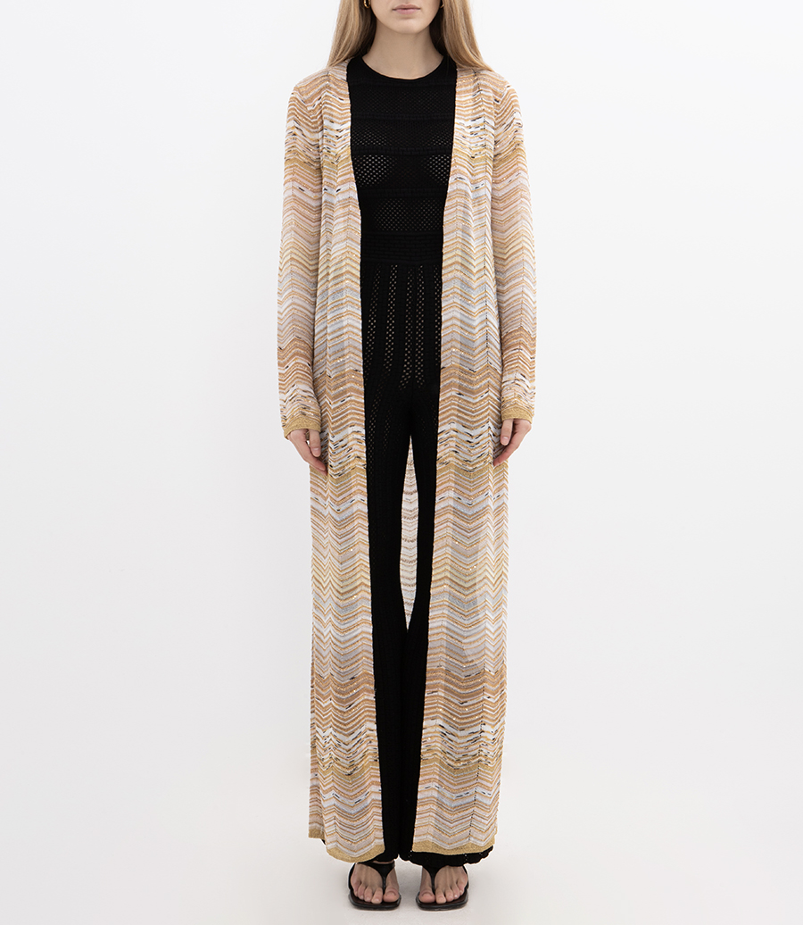 CHEVRON PATTERN LONG CARDIGAN