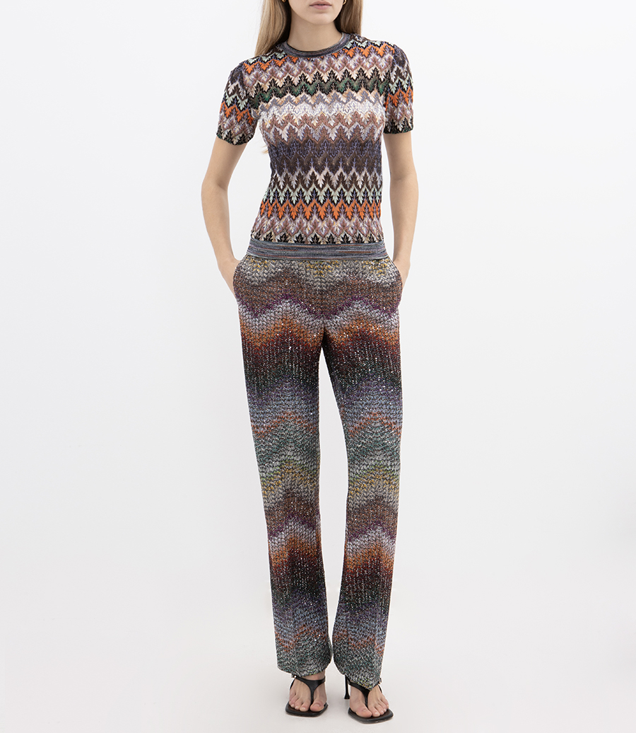 LAME STRAIGHT TROUSERS WITH SEQUINS