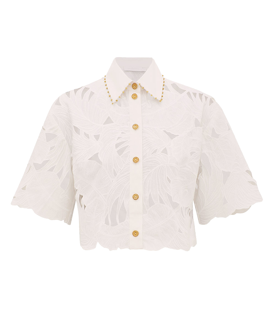 ZIMMERMANN - MAHON EMBROIDERED CROP SHIRT