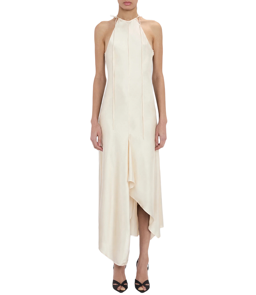 HALTERNECK DRAPED DRESS