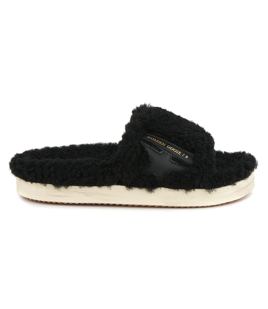 GOLDEN GOOSE  - POOLSTARS IN BLACK SHEARLING