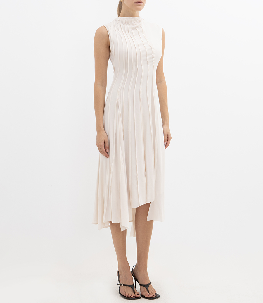 PLEATED SLEEVELESS DRESS