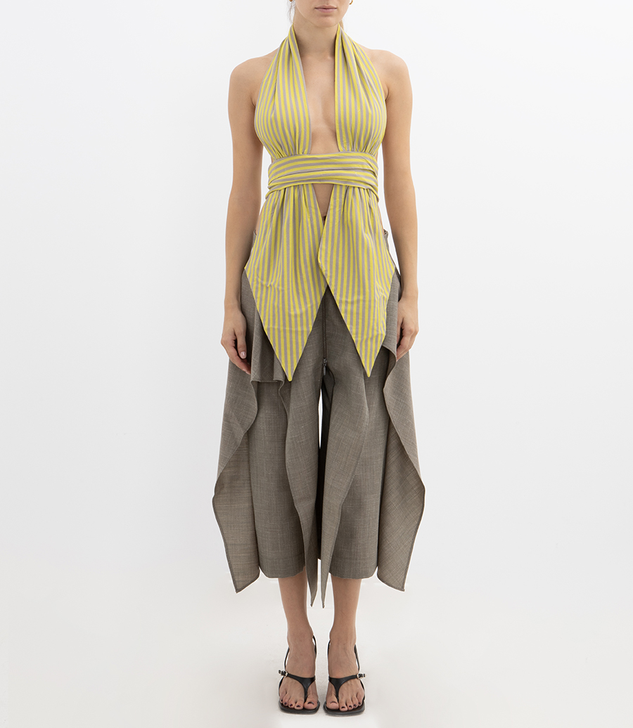 SCARF DRAPED HALTER TOP