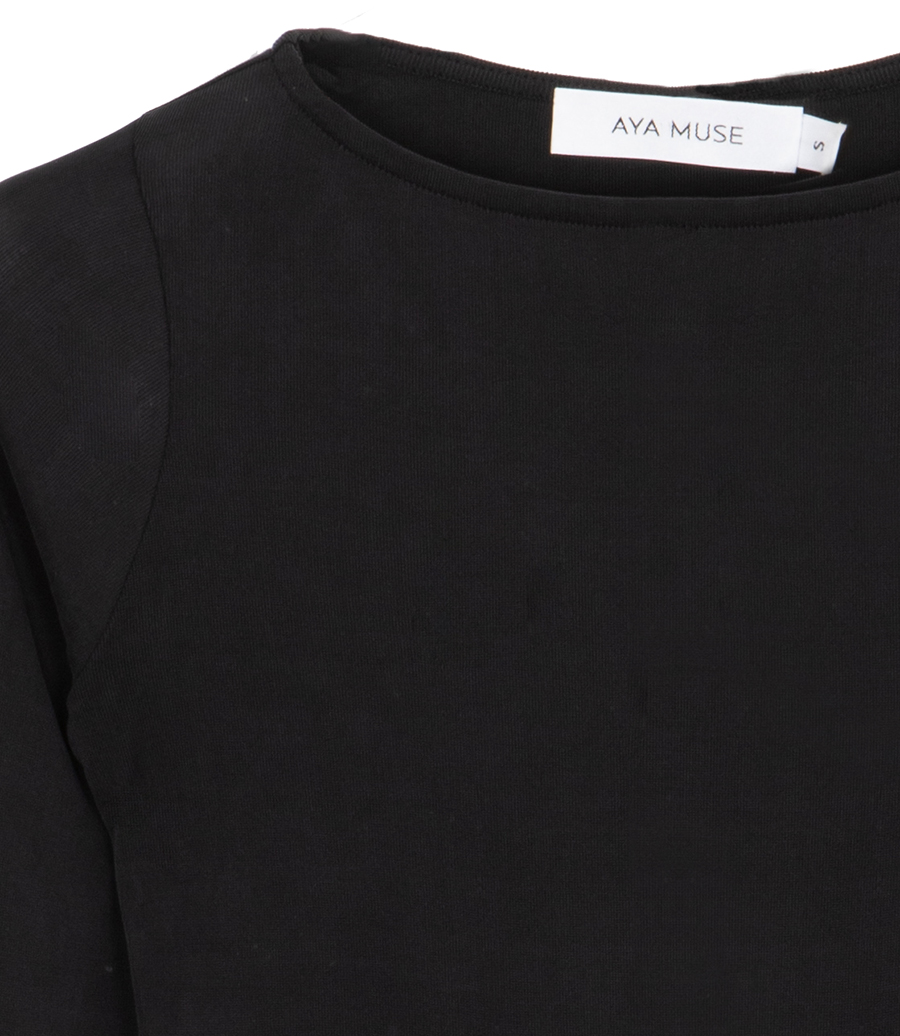 RIBBED LONG SLEEVE SEAM TEE