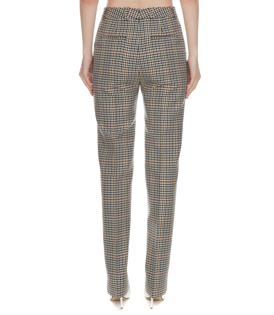 DRAIN PIPE WOOL CHECK TROUSERS