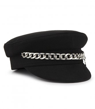 ACCESSORIES - CHAIN EMBELLISHED BAKER BOY CAP