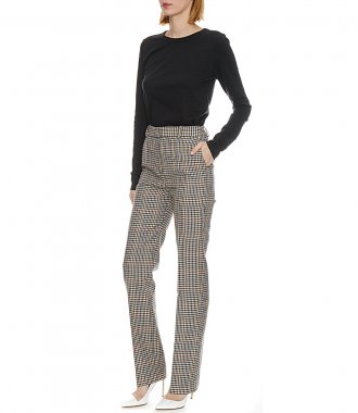 DRAIN PIPE WOOL CHECK TROUSERS