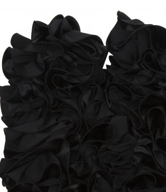 RUFFLED STRAPLESS MINI DRESS IN BLACK
