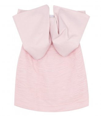SALES - STRAPLESS BOW-DETAIL MINI DRESS IN LIGHT PINK