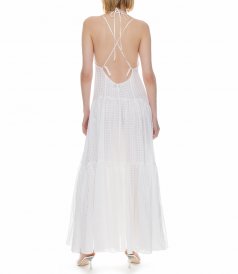 ORGANZA CHECK VOILE DRESS WITH SILK DETAILS