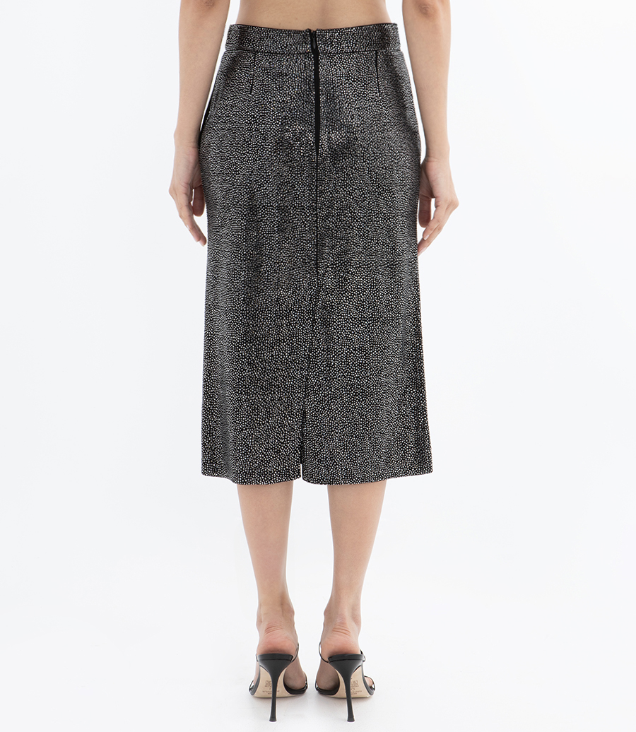 RHINESTONE DECORATIONS MIDI SKIRT