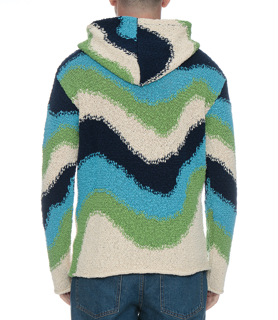 BLUE COTTON JUMPER WITH HOOD