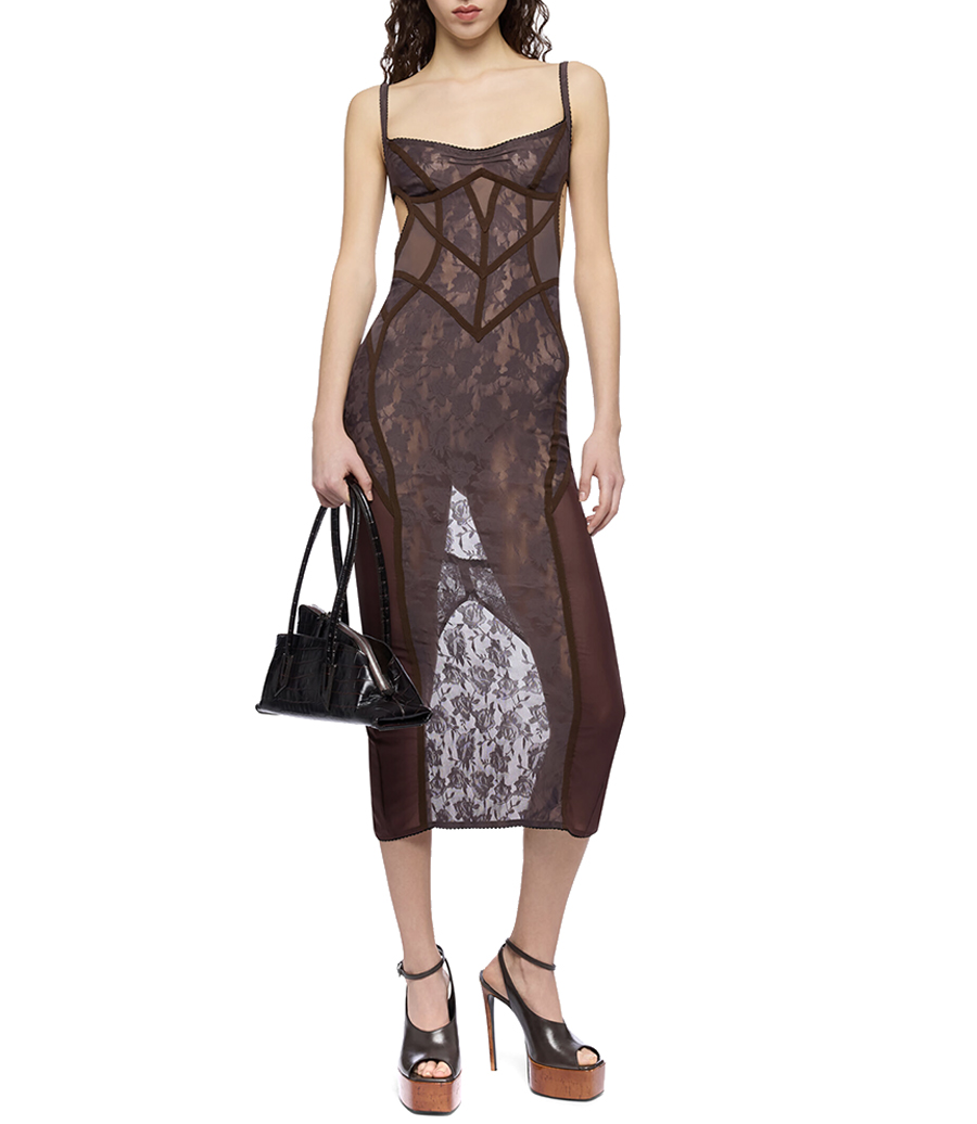 SCULPITING TULLE MIDI DRESS