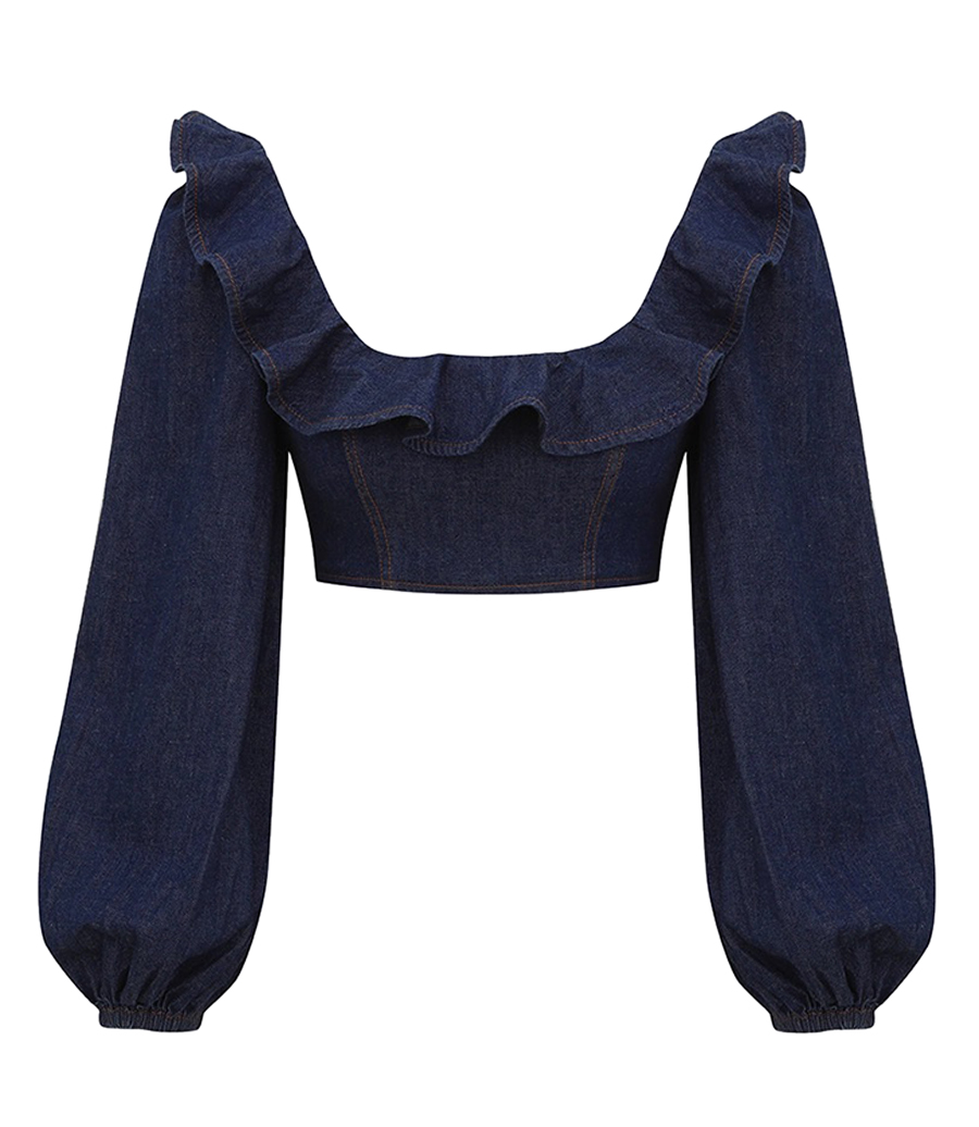 ZIMMERMANN - ASTER DENIM FRILL TOP