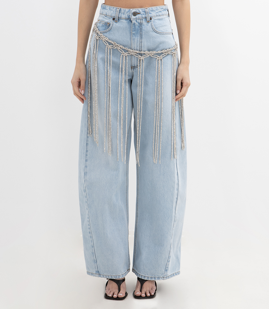 DENIM TROUSERS WITH BELT