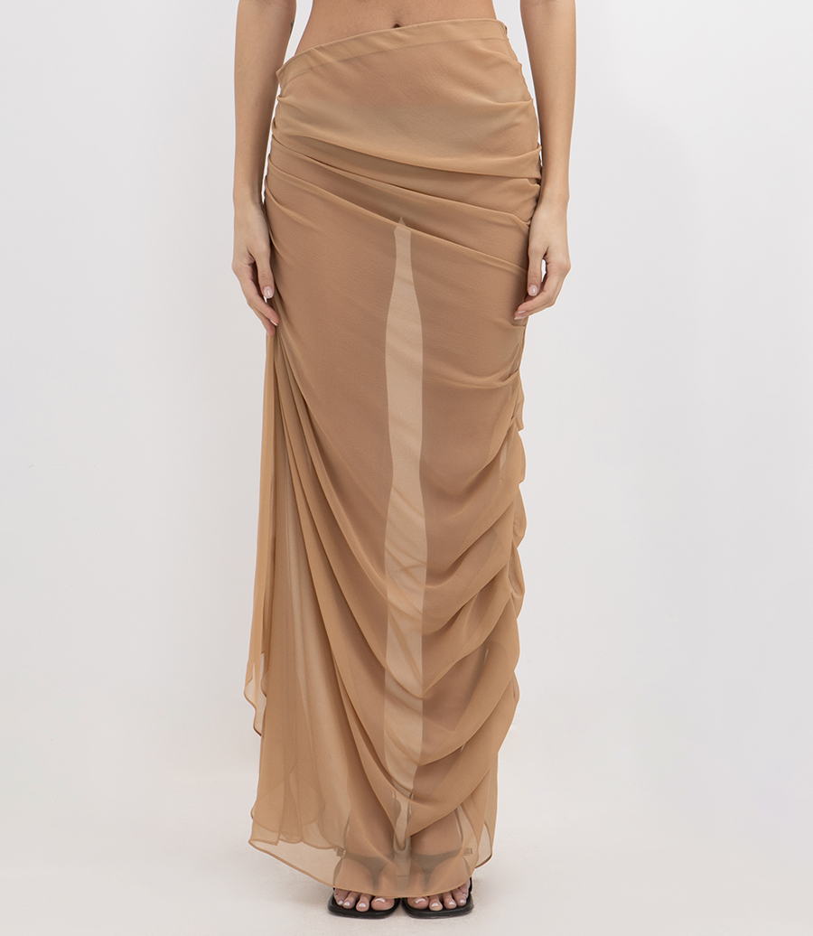 RUCHED MIDI SKIRT