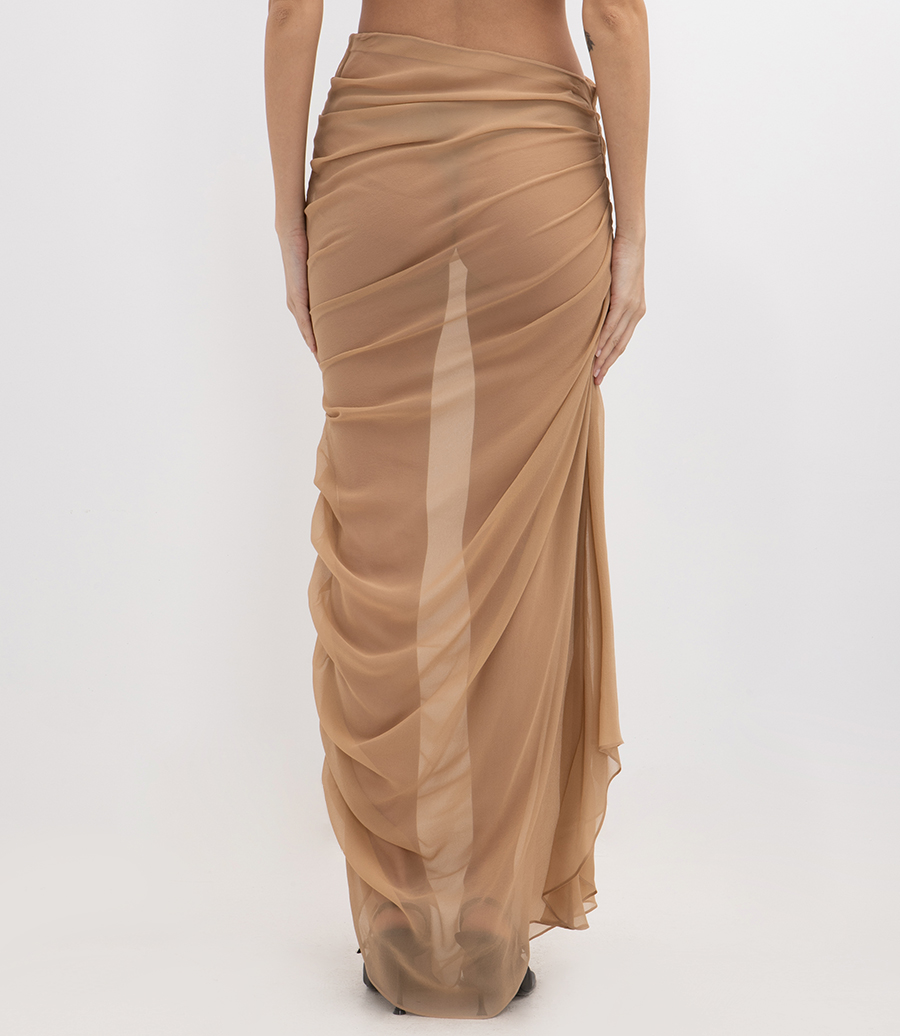 RUCHED MIDI SKIRT