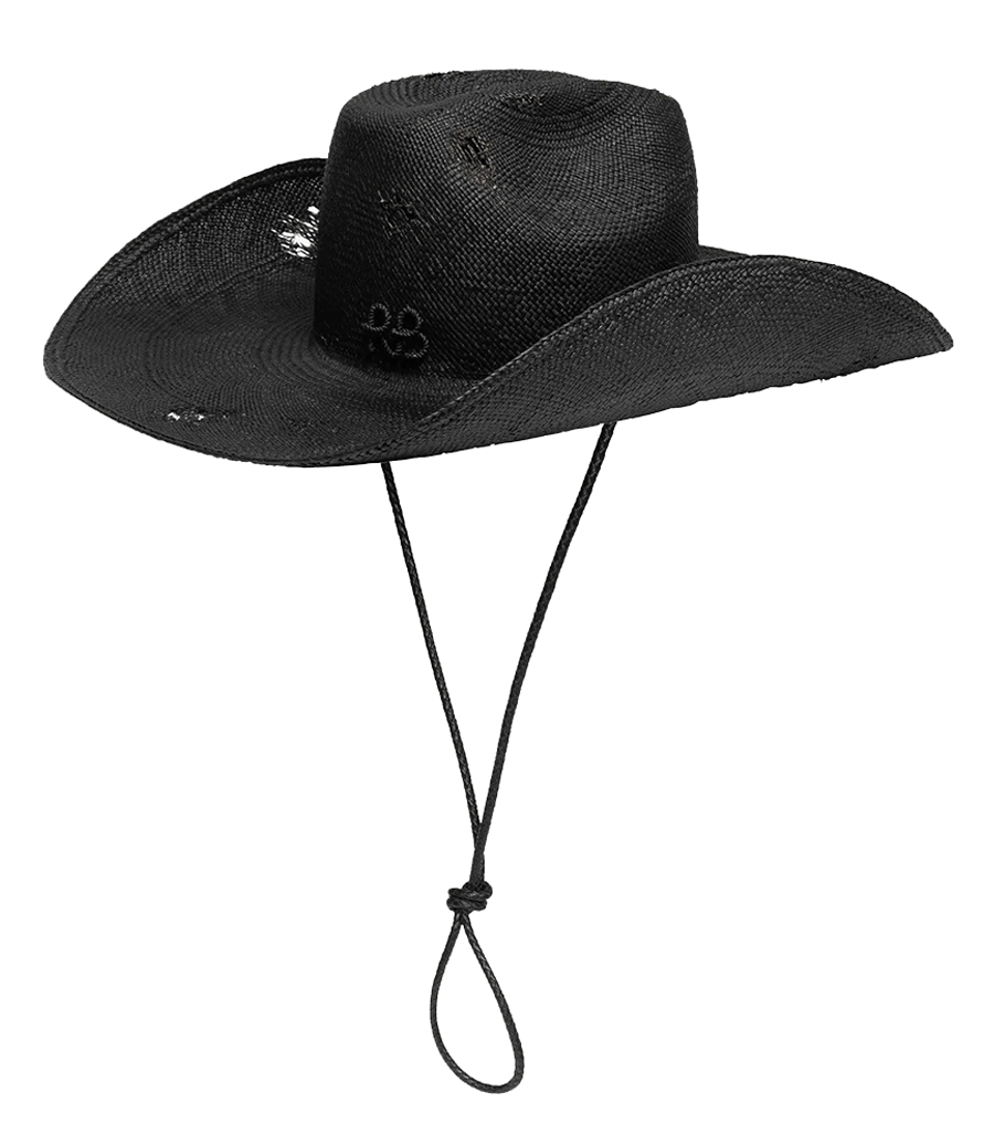 LEATHER TRIM COWBOY HAT